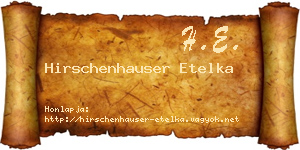 Hirschenhauser Etelka névjegykártya